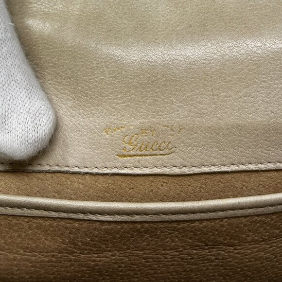 GUCCI Vintage GG Monogram Logo Shoulder Bag Crossbody Cream Gold Velour [105802] - Picture 13 of 13